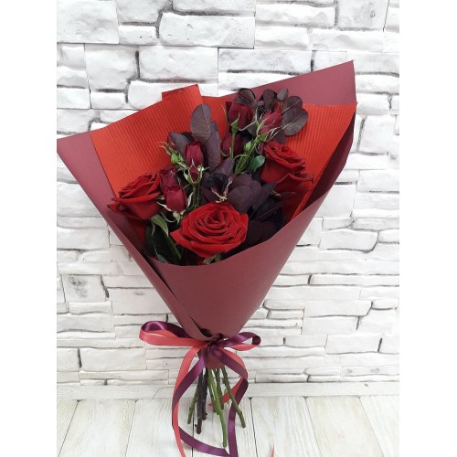Купить на заказ Букет из 3 красных роз с доставкой в Хромтау