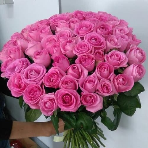 Купить на заказ Букет из 75 розовых роз с доставкой в Хромтау