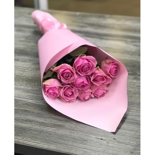 Купить на заказ Букет из 9 розовых роз с доставкой в Хромтау