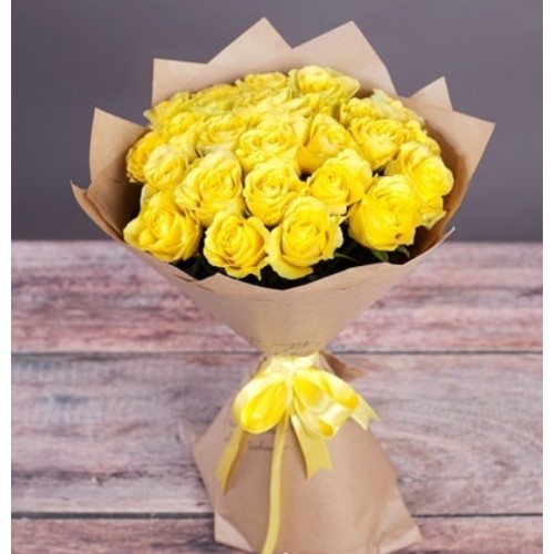 Купить на заказ Букет из 11 желтых роз с доставкой в Хромтау
