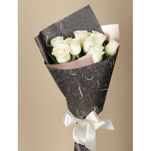 Купить на заказ Букет из 9 белых роз с доставкой в Хромтау